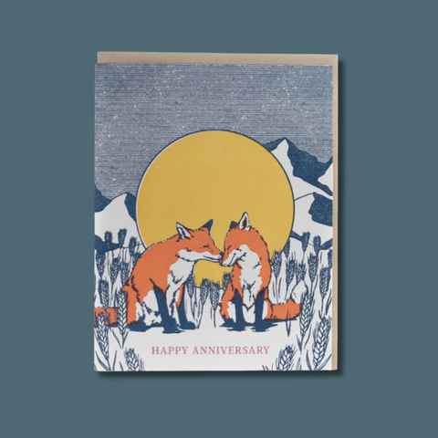 Anniversary Foxes In Love Card