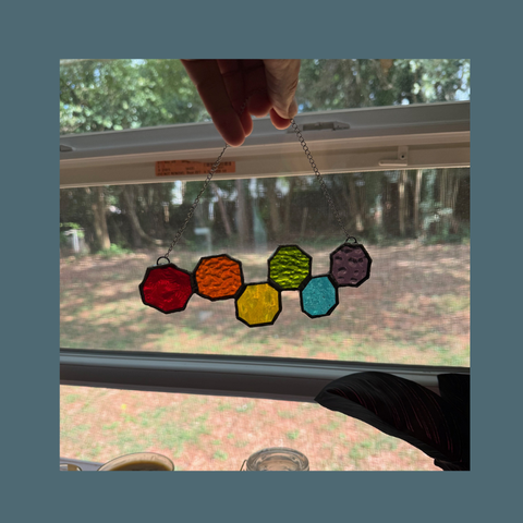 Hanging Geometric Rainbow Stained Glass