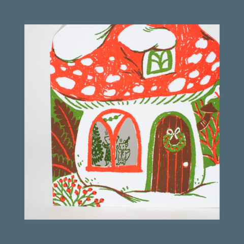 Merry Mushroom House Letterpress Card 