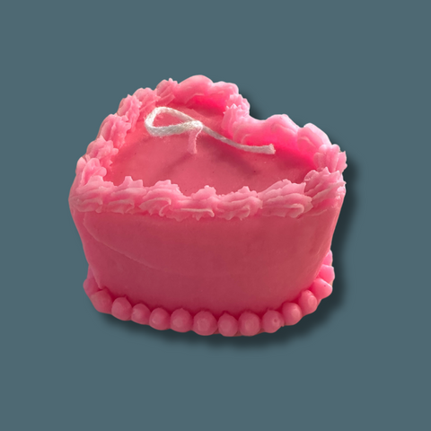 Pink Heart Cake Candle #1