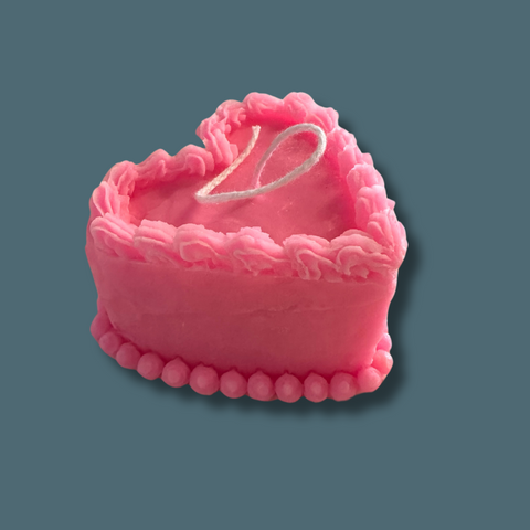 Pink Heart Cake Candle #1