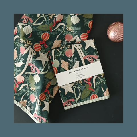 Ornaments And Bows Tea Towel