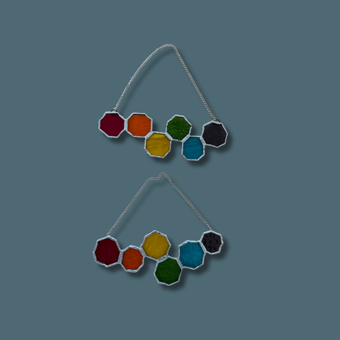 Hanging Geometric Rainbow Stained Glass