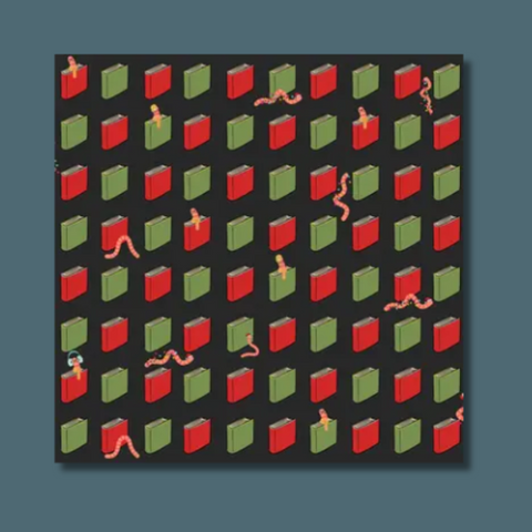 Holiday Bookworm Wrapping Paper Sheet