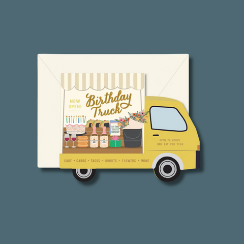 Truck with birthday offerings