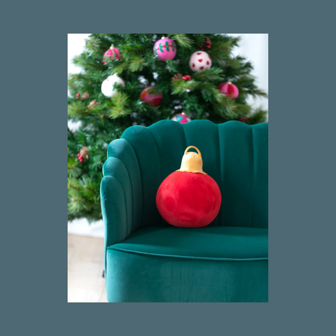 Medium Red Merry Bauble Pillow