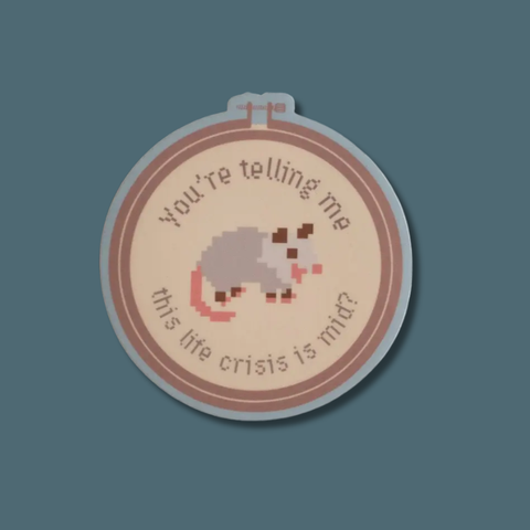 Mid Life Crisis Possum Sticker