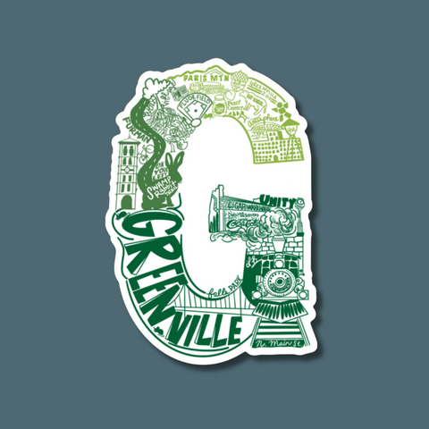 Letterscapes Greenville Sticker Gradient Green