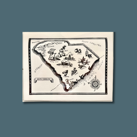 Vintage South Carolina State Map Art Print