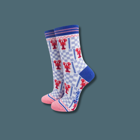 Lobster Checkerboard Bamboo Socks
